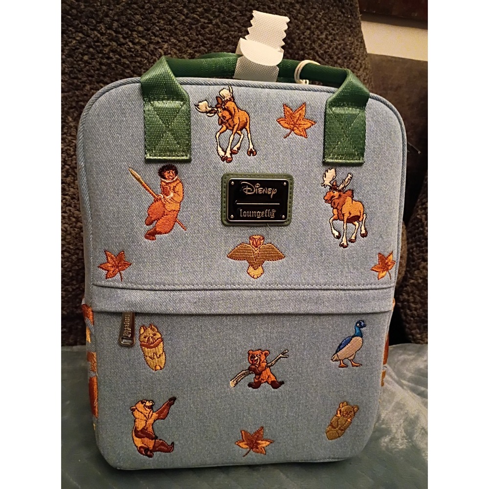 Loungefly Disney Brother Bear Embroidered Icons Denim Mini Backpack - NWT